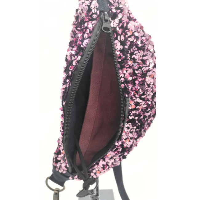 Sac banane sequins rose taille M