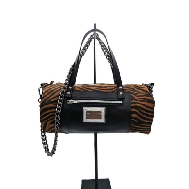 city bag sport cuir motif zèbre