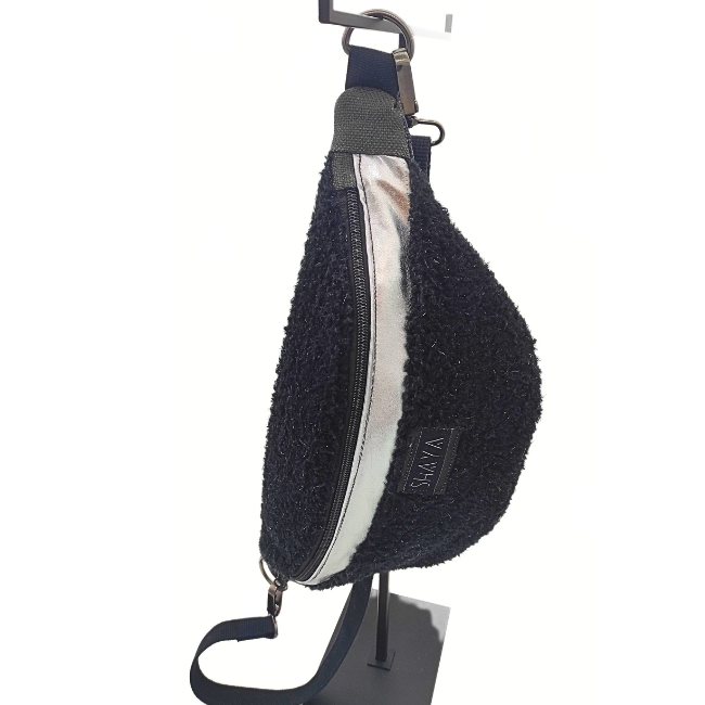 Sac banane moumoute noir et argent L