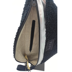 Sac banane moumoute noir et argent L