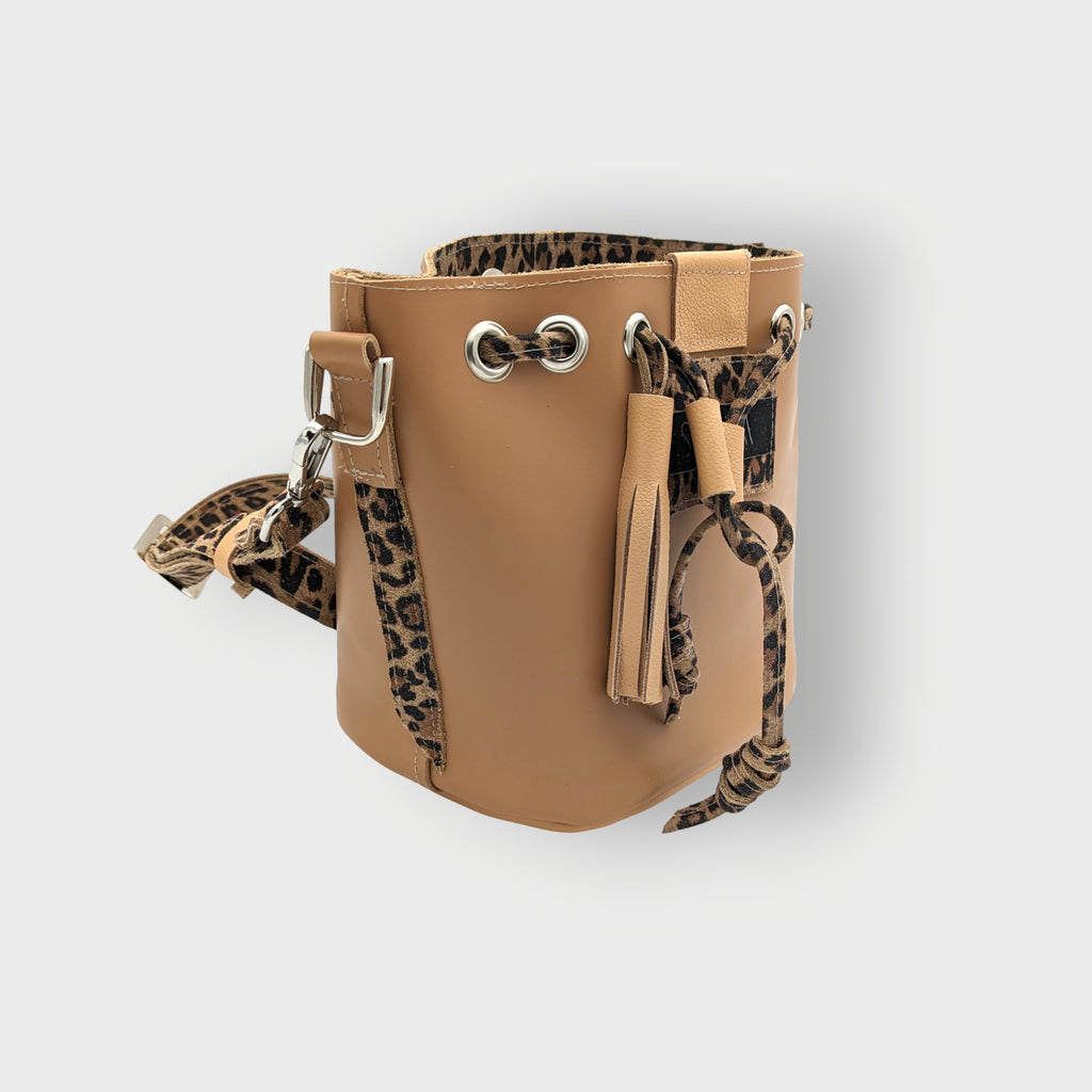 Sac julie mini - beige & léopard