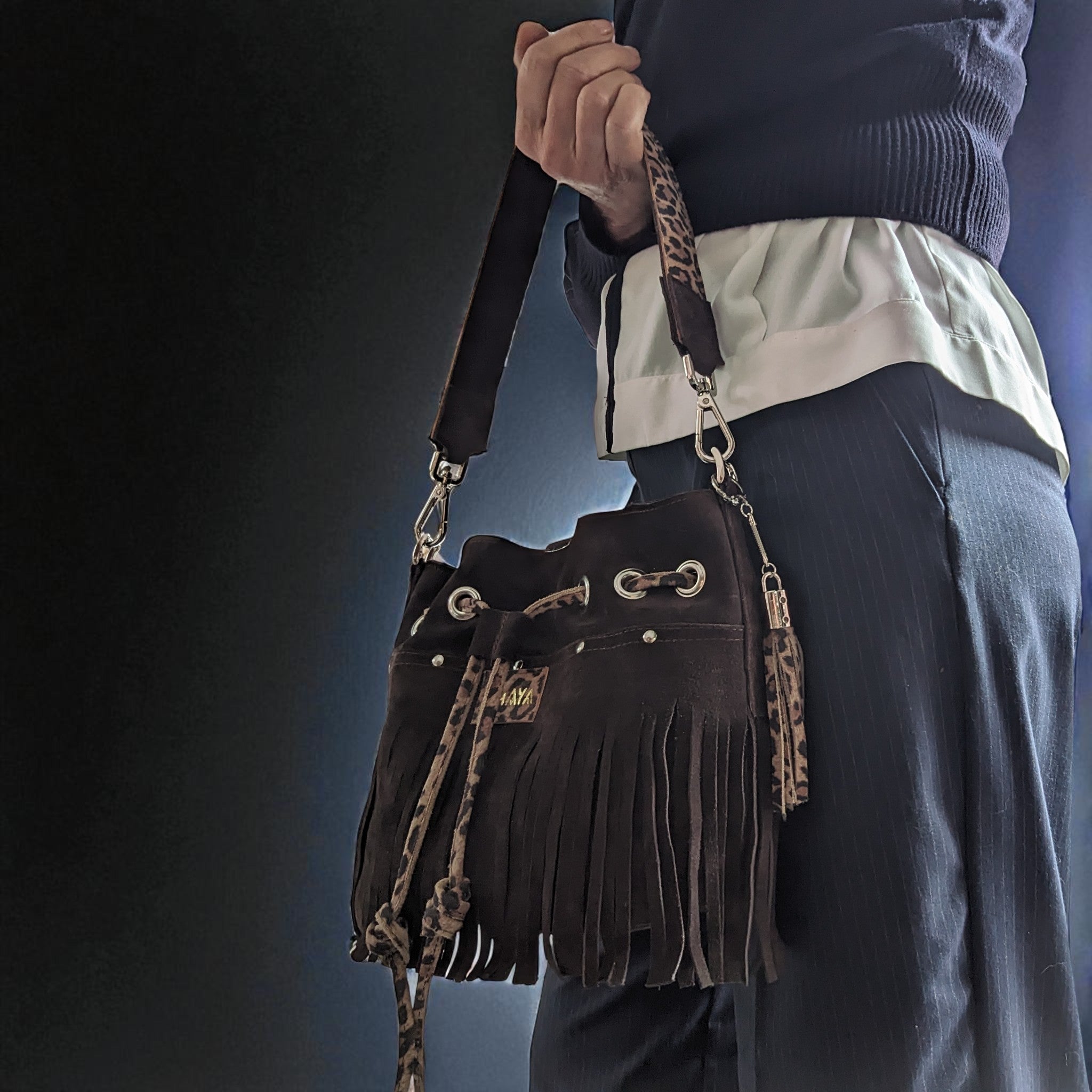 Sac Julie mini - marron & léopard