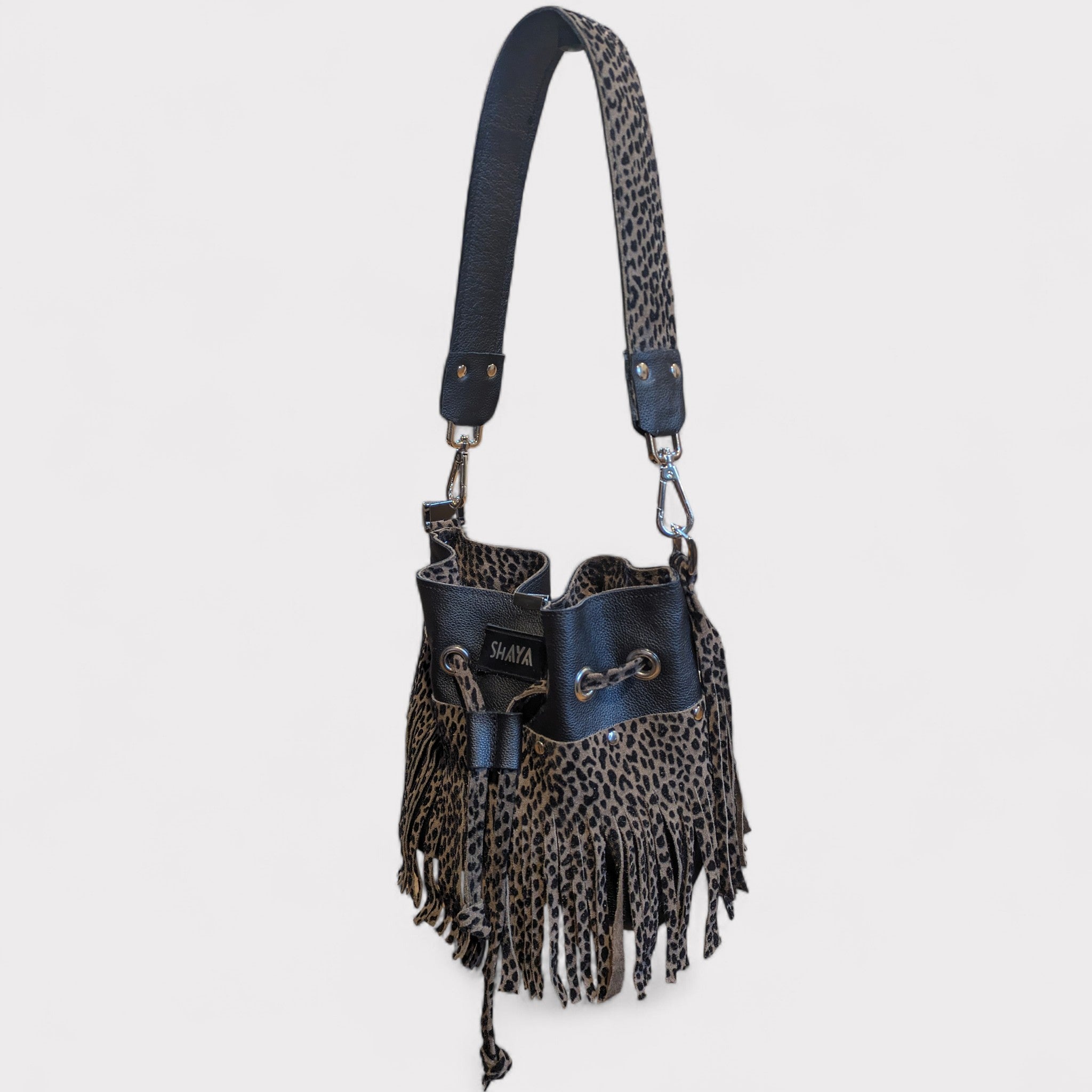 Sac Julie mini - noir & léopard