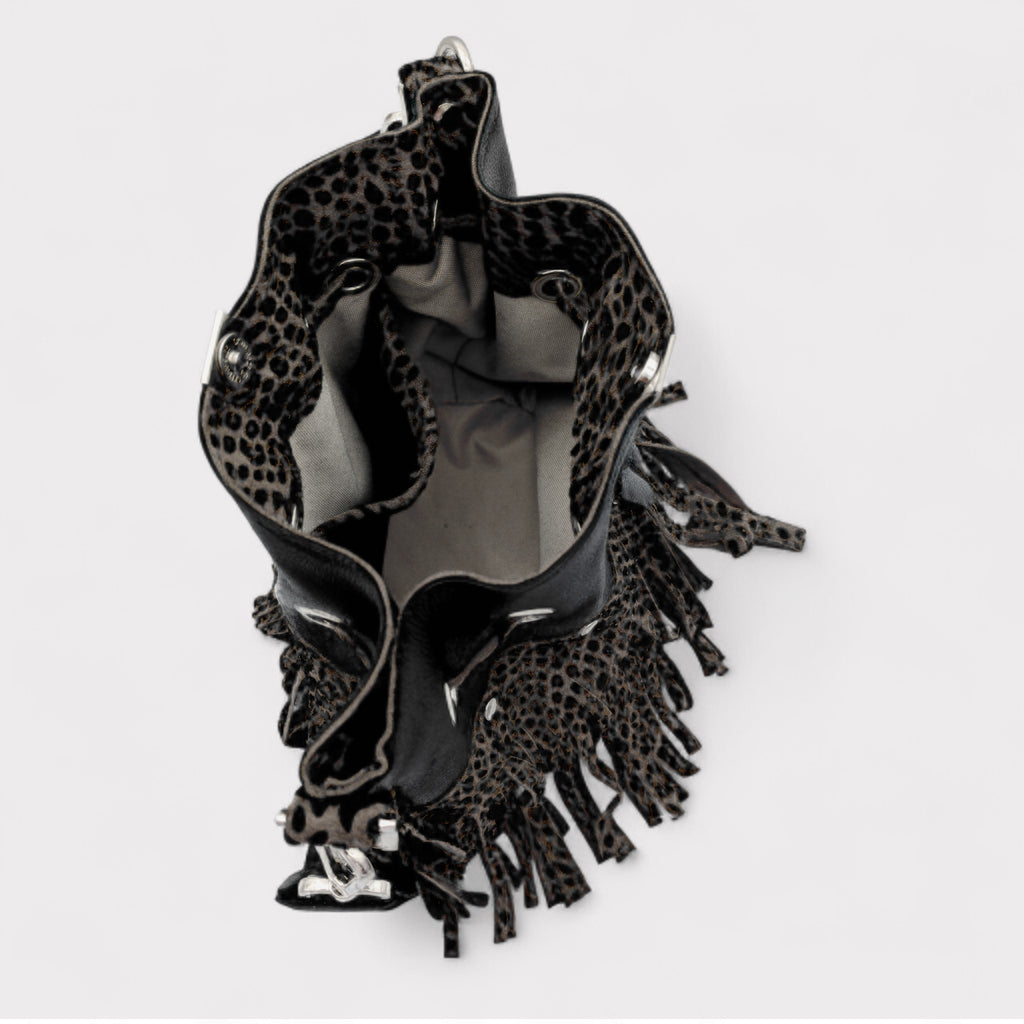 Sac Julie mini - noir & léopard