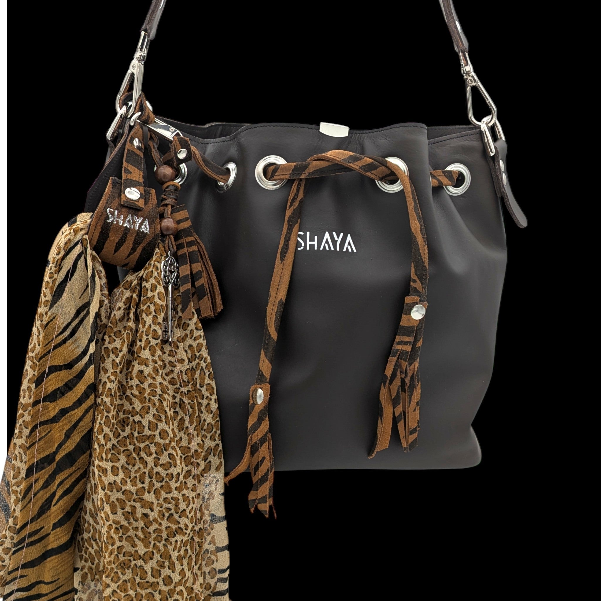 Porte foulard - marron grainé