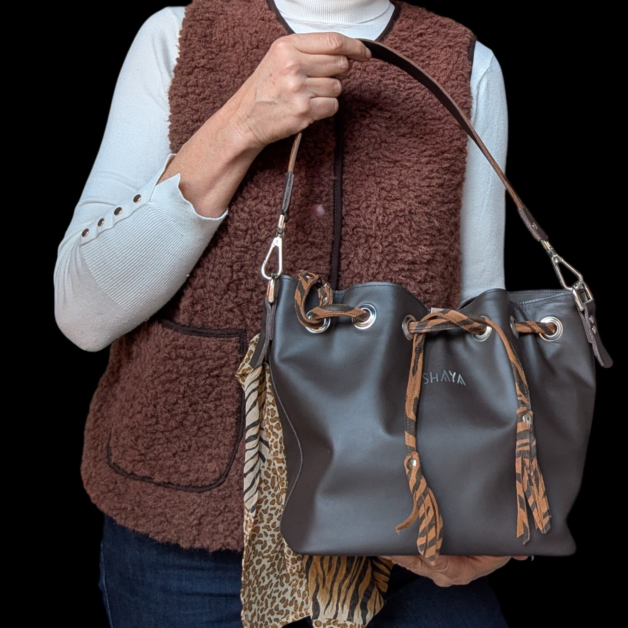 Sac Julie - marron & motif zèbre