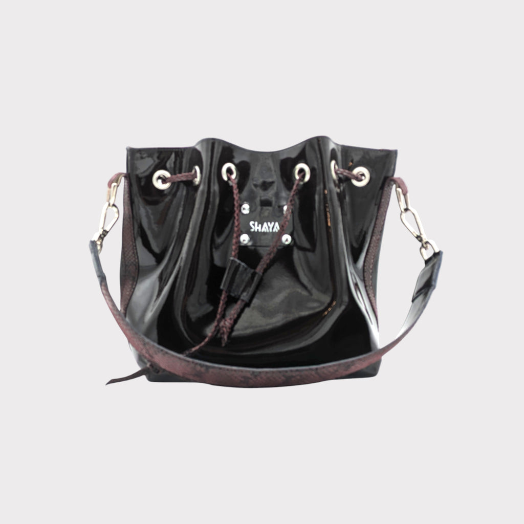 Sac Julie - aubergine & motif reptile