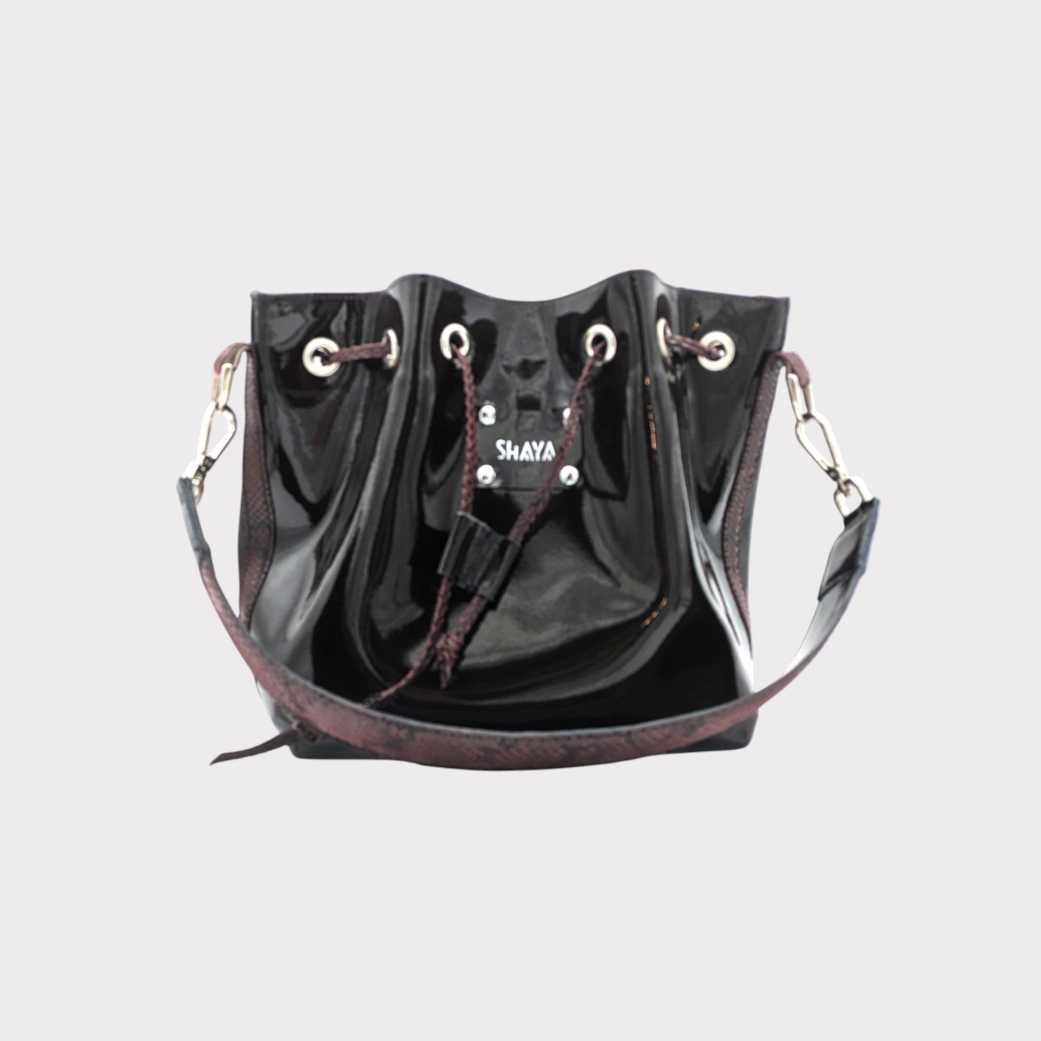 Sac Julie - aubergine & motif reptile