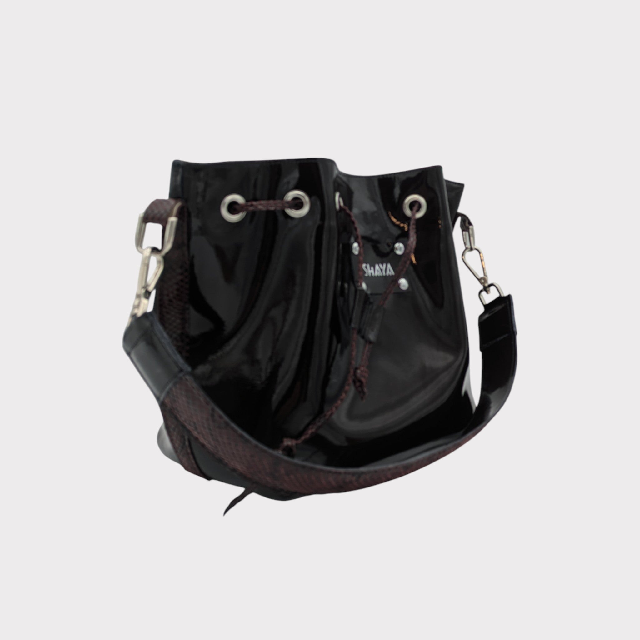 Sac Julie - aubergine & motif reptile