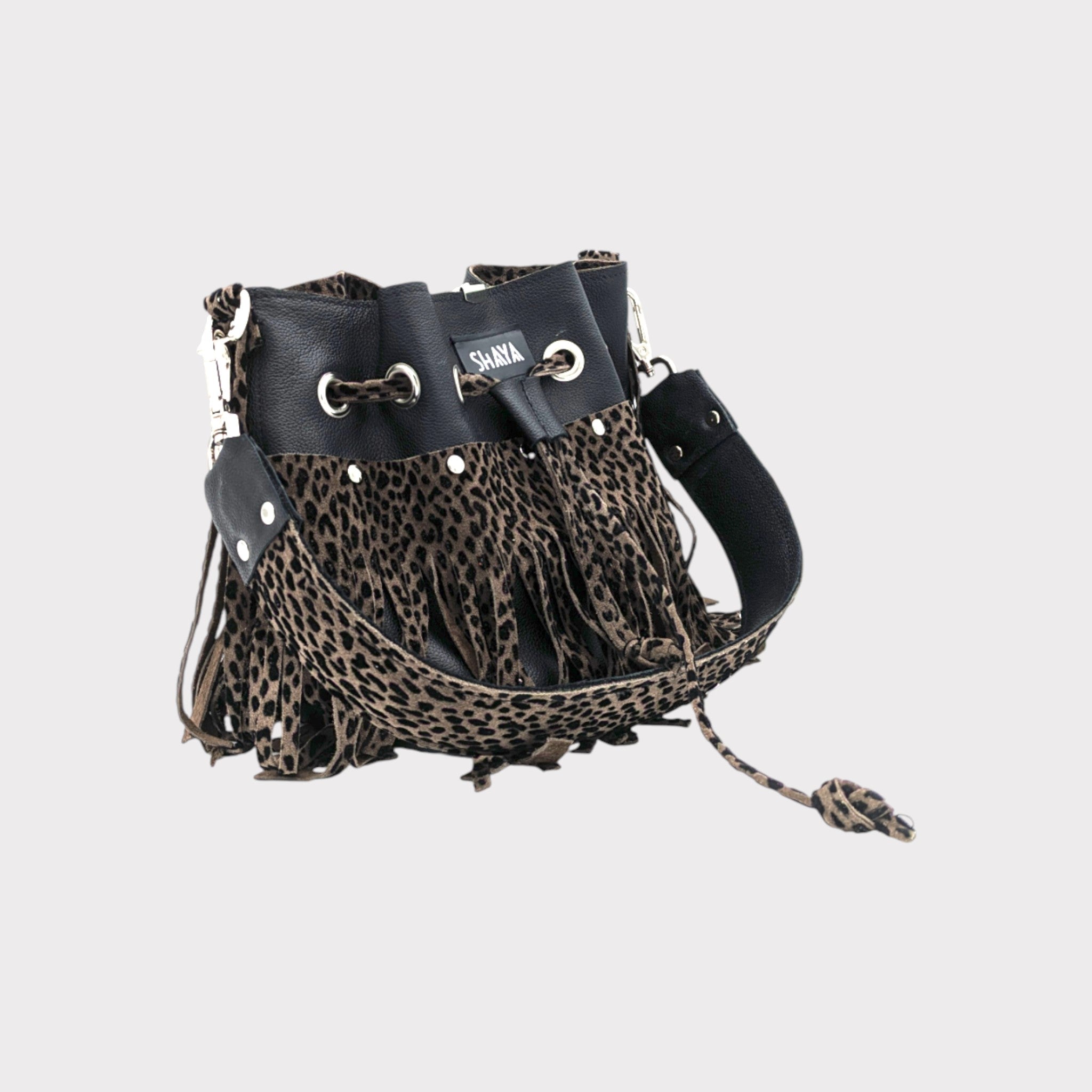 Sac Julie mini - noir & léopard