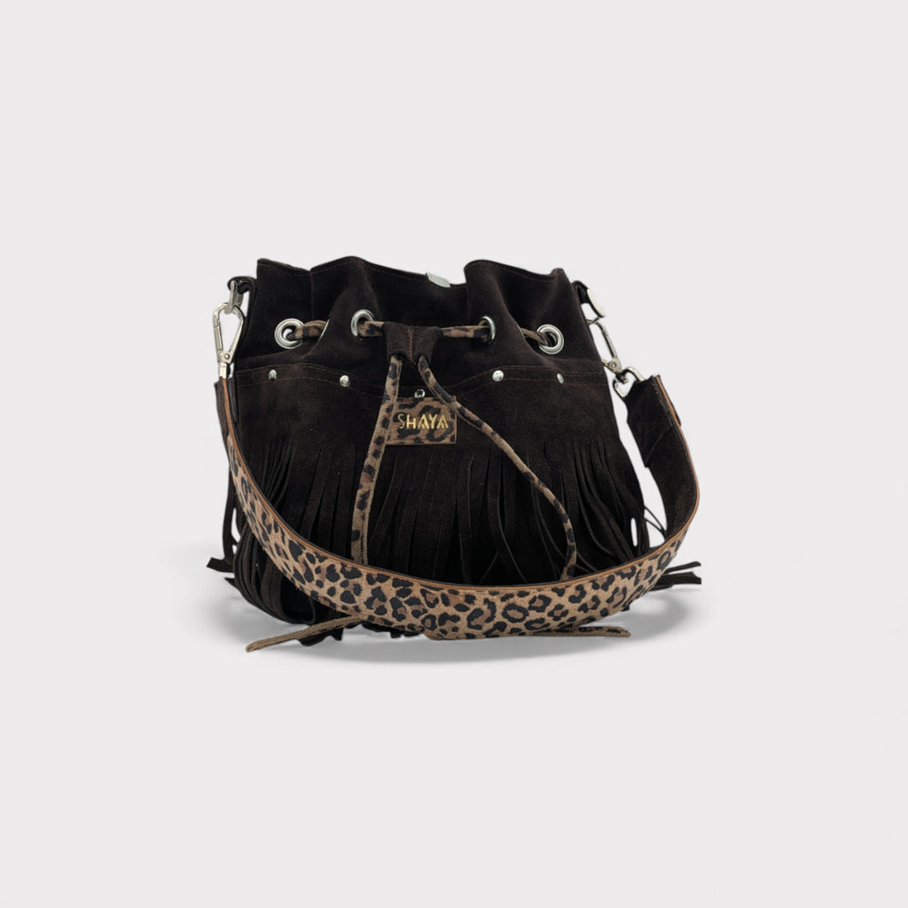 Sac Julie mini - marron & léopard