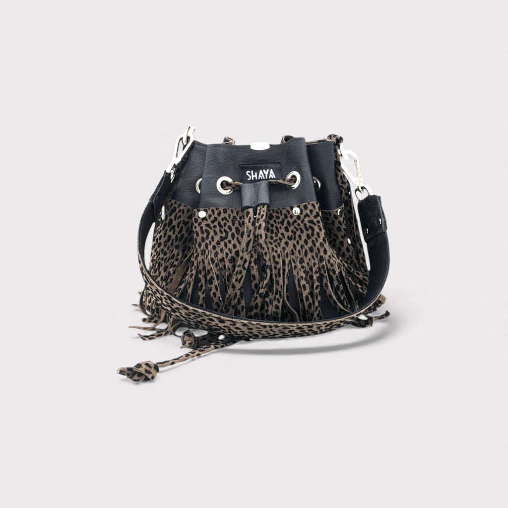 Sac Julie mini - noir & léopard