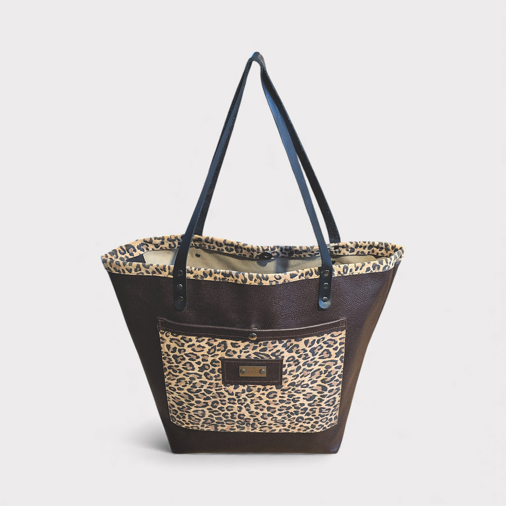 Sac Sarah - cabas marron & léopard