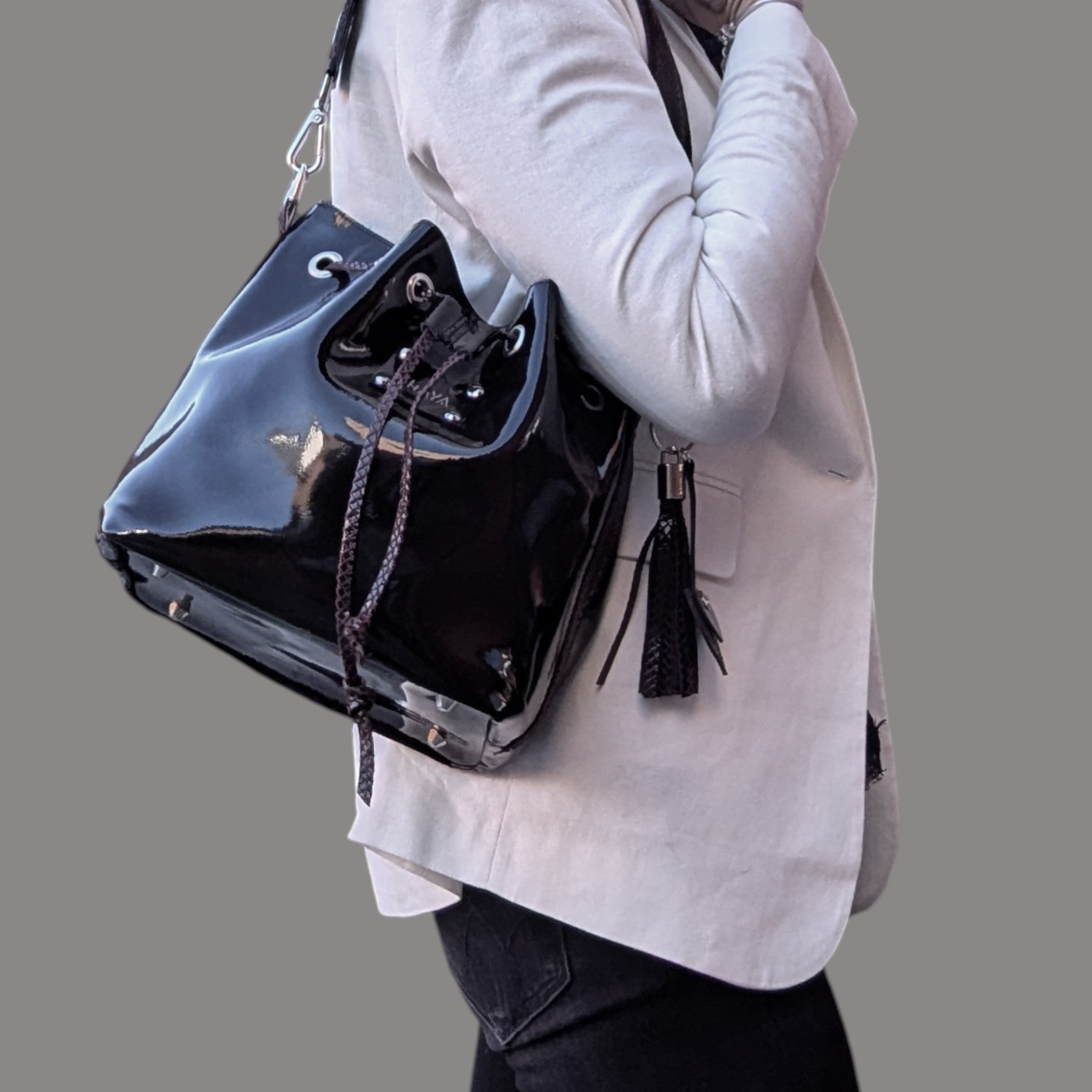 Sac Julie - aubergine & motif reptile