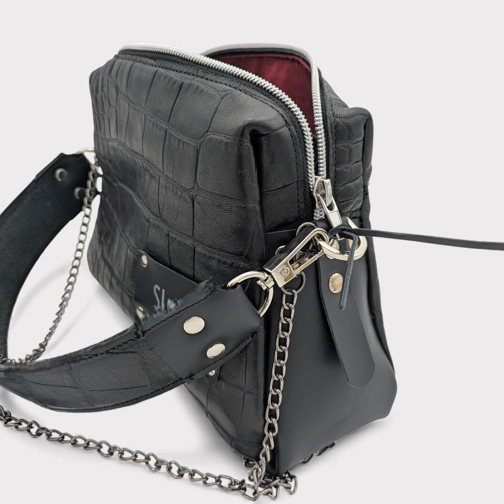 Sac  Dandy mini - noir & motif crocodile