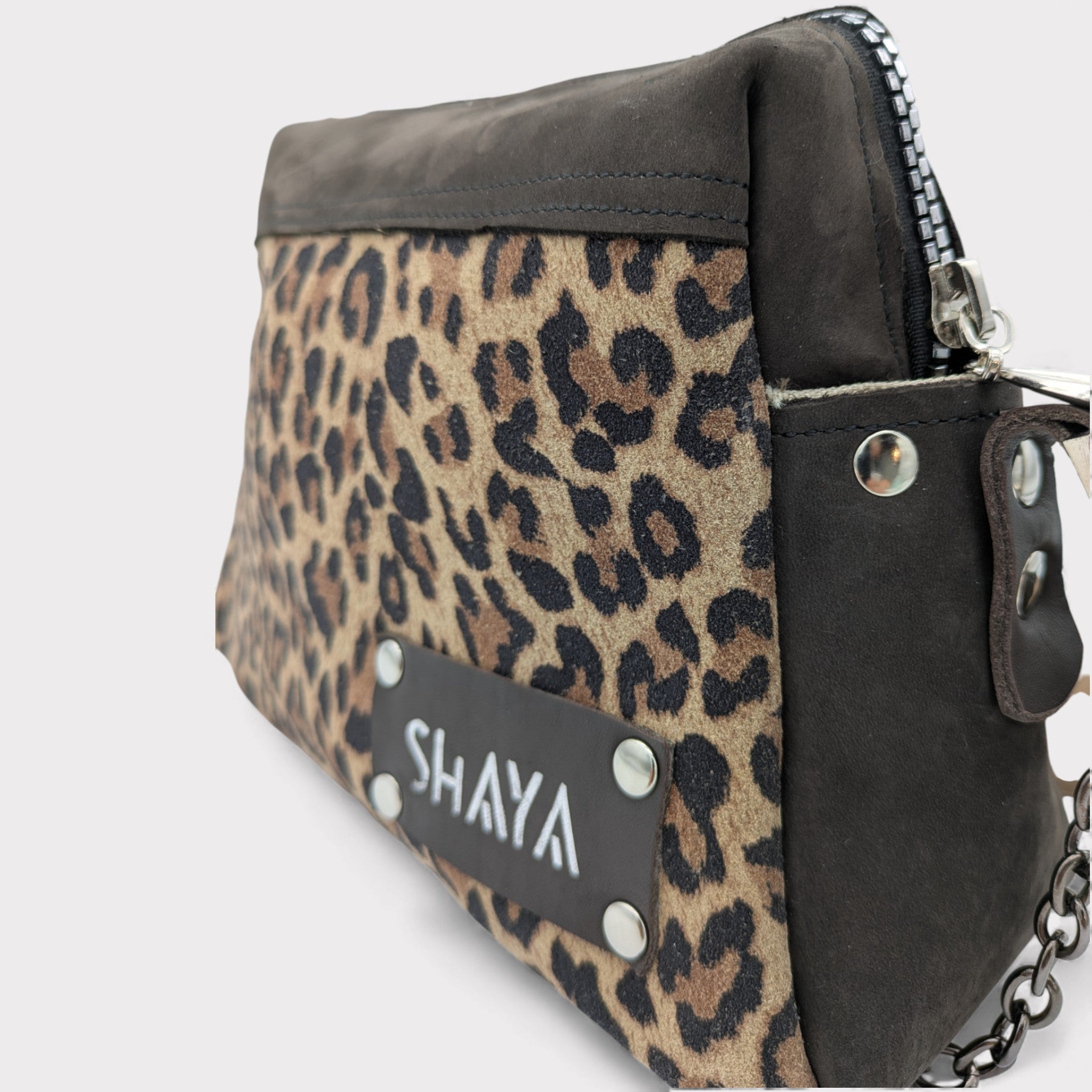 Sac  Dandy mini - motif léopard & nubuck marron Image secondaire du produit