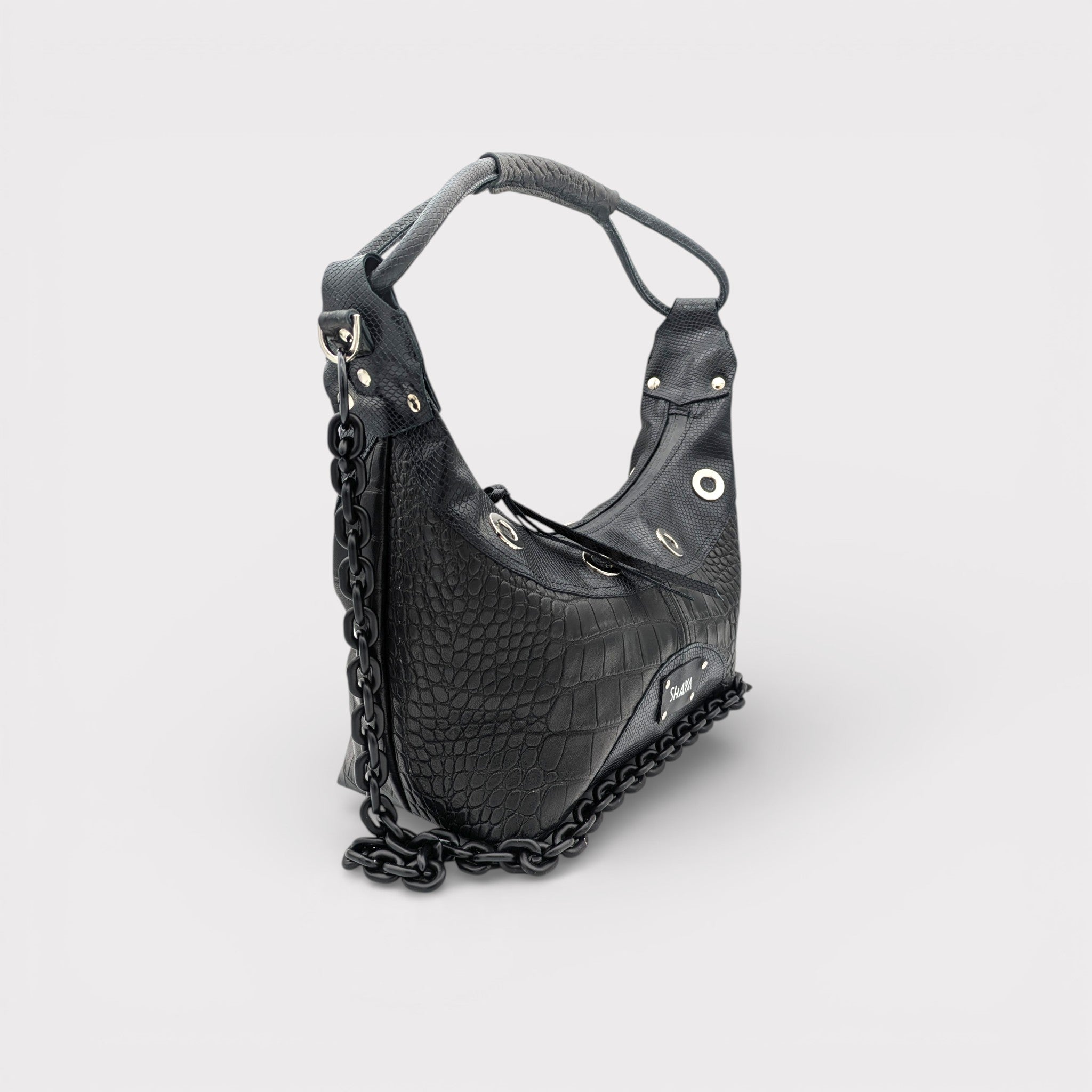 Sac Mia- noir façon croco Image principale du produit