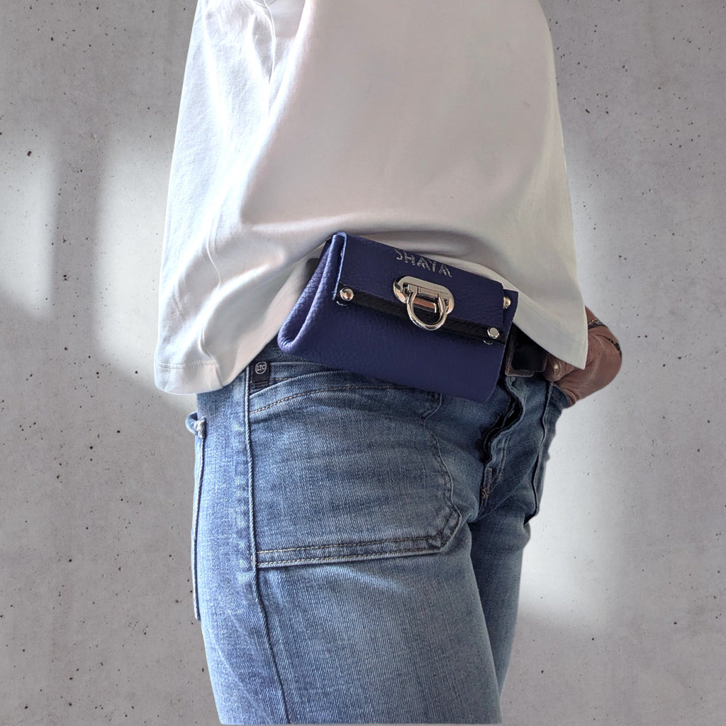 Porte-monnaie de ceinture-bleu