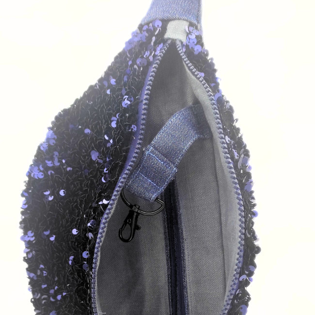 Sac banane sequins bleu taille M