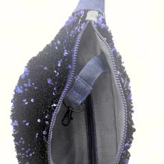 Sac banane sequins bleu taille M