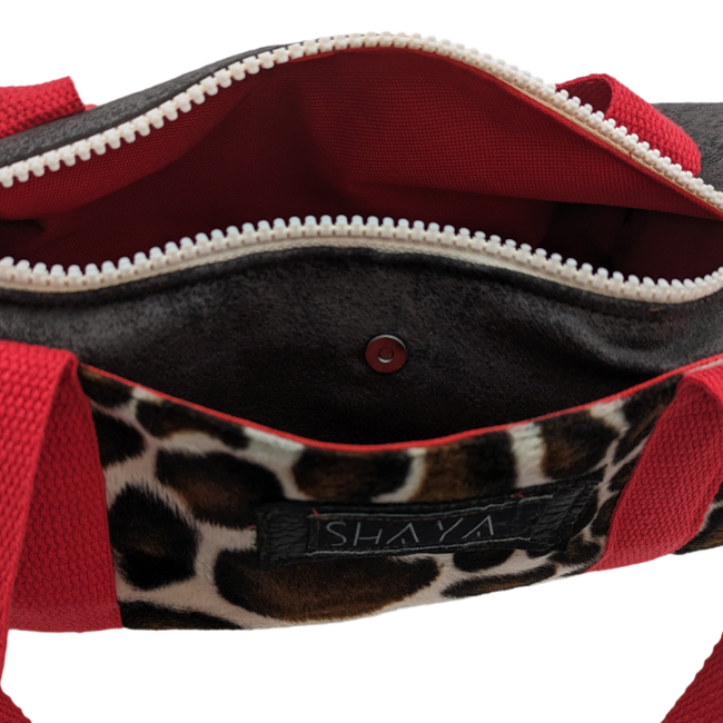 city bag sport marron et motif girafe