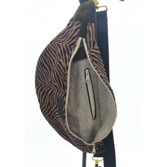 Sac banane motif tigre et velours taille L