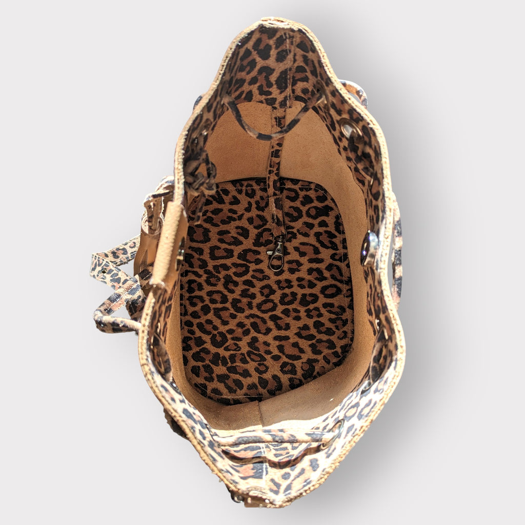 Sac julie mini - beige & léopard