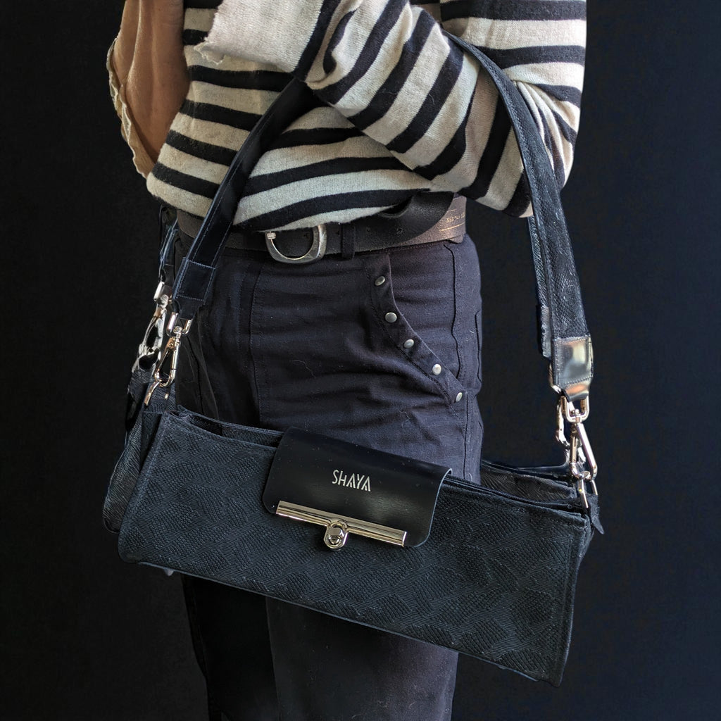 Sac Haya - noir motif reptile