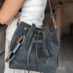 City bag Julie noir texturé motif reptile L