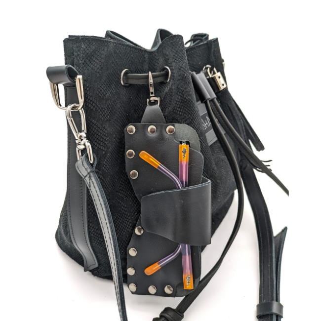 City bag Julie noir texturé motif reptile L