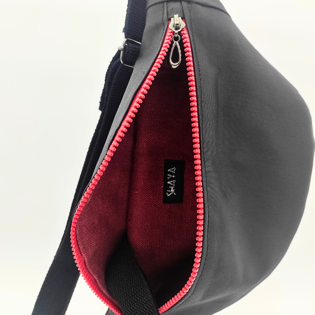 Sac banane PVC noir et rouge