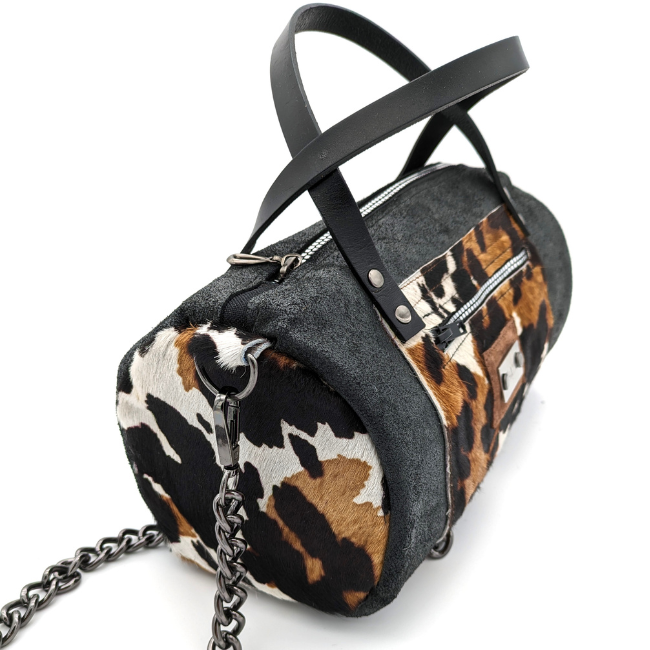 city bag sport cuir motif vache