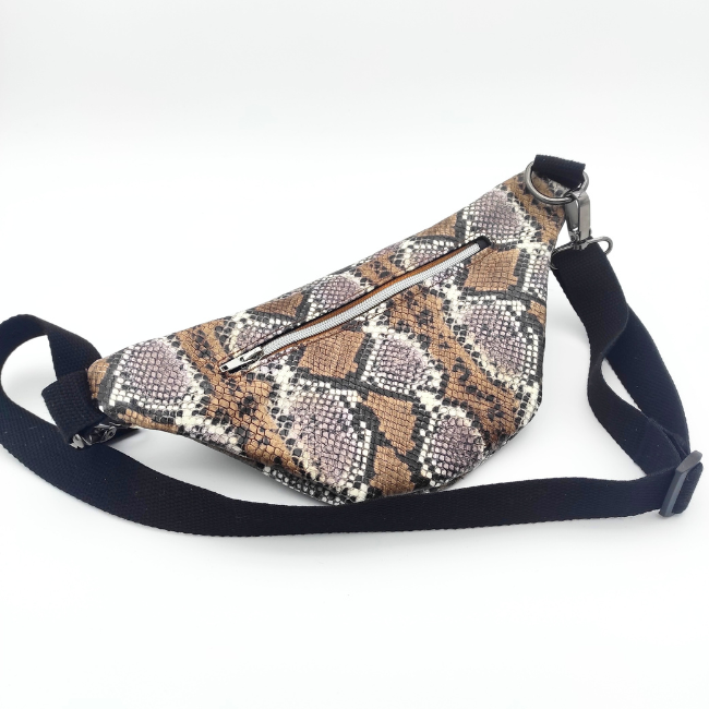 Sac banane cuir motif serpent taille M